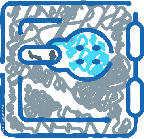 Secure lock safeguarding information and finance with a blue doodle style, emphasizing concepts of data protection, security, and digital safety for valuable assets