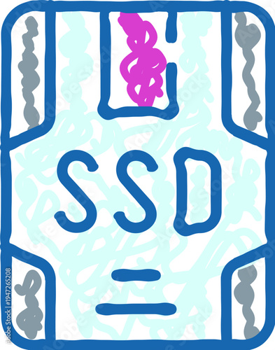 Ssd - solid state drive - icon representing modern computer hardware for fast digital data storage, reflecting technology, memory, and computing concepts