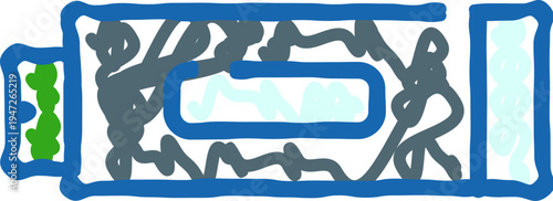 Toothpaste tube doodle icon created with simple lines, illustrating oral care, health, and daily hygiene concepts perfect for web graphics or app design