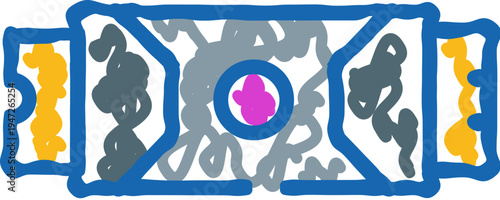 Abstract illustration of an electronic circuit component featuring intricate connections and a central core, symbolizing digital technology, computing, and complex data processes