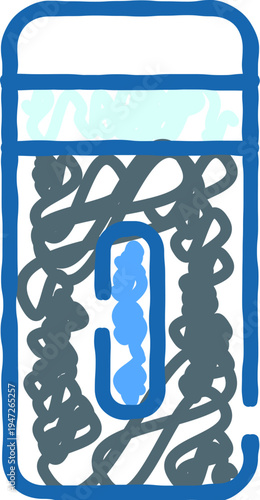 Paper shredder icon depicting shredded documents in a container, illustrating data protection, confidential information destruction, and office waste management for recycling purposes