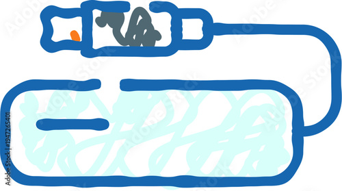 External hard drive or portable storage device with a connecting cable, drawn in a vector doodle style against a white background, symbolizing data transfer and modern technology