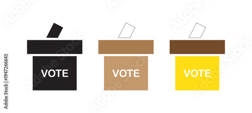 Set of ballot box icons in flat, line styles. Election voting symbol vector illustration.