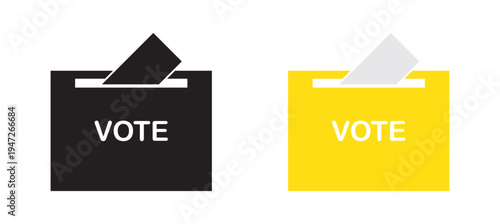 Set of ballot box icons in flat, line styles. Election voting symbol vector illustration.