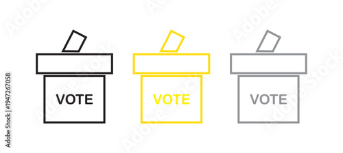 Set of ballot box icons with slot in flat and hand-drawn styles, vote and suggestion symbol in perspective. EPS 10.