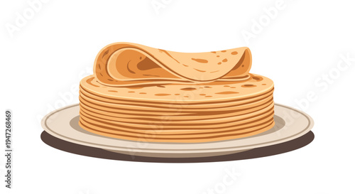 Stack of golden brown flatbreads or pancakes served on a simple plate for a delicious breakfast or a traditional meal.