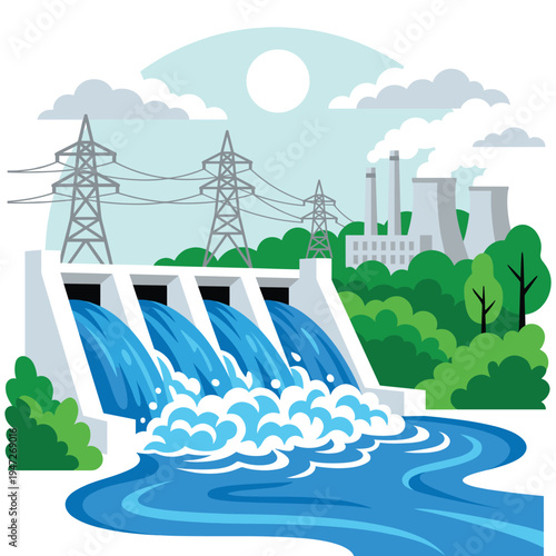 Hydroelectric power dam generating electricity water energy industry