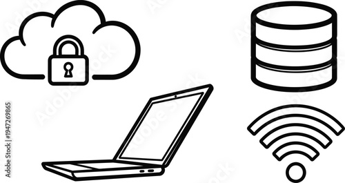 Secure cloud data storage and wireless connectivity concept