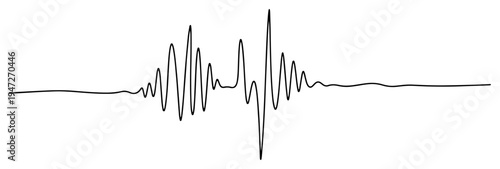 Minimalist sound wave pulse signal showing frequency oscillation on a horizontal line
