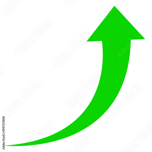 Free Download Green Curved Upward Arrow Icon Representing Growth and Success - GFXLoad