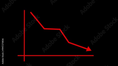 A red line graph on a black background.