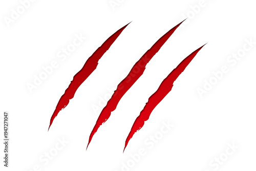 Foto Collection of realistic red claw marks and scratches from a monster, tiger, or b