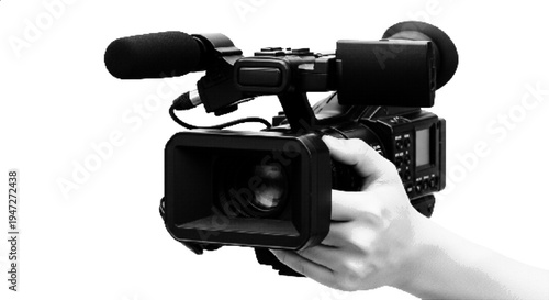 Hand Holding Video Camera Halftone Videography Illustration