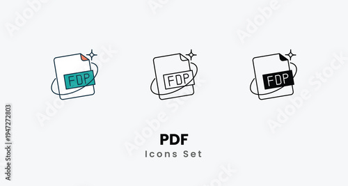 PDF icons vector set stock illustration