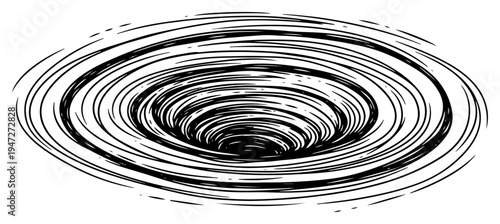 Deep whirlpool or cosmic black hole vortex in vintage engraving style
