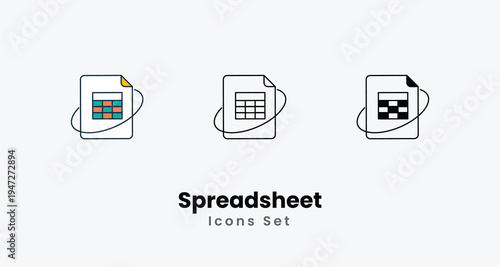 Spreadsheet icons vector set stock illustration