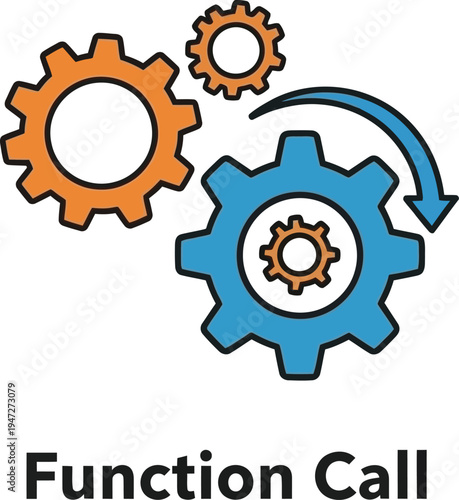 Function call process illustration with gears
