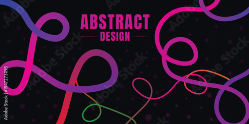 Vibrant abstract design with swirling neon lines on black background