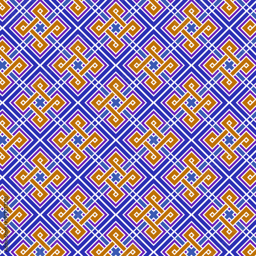 Orange White Blue Diamond Geometric Abstract Pattern