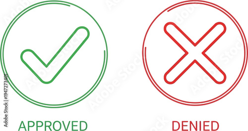 Approved and denied symbols with checkmark and cross