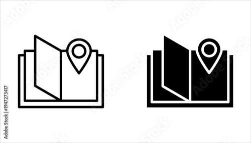 Map guide icon set on white background