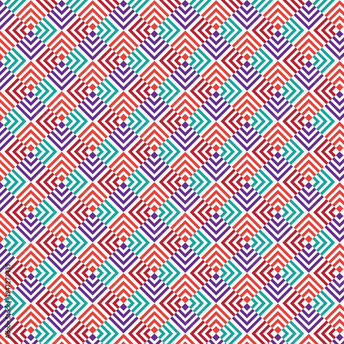 Red Purple Teal Diamond Optical Illusion Pattern