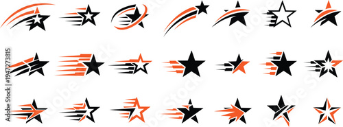 Vector art of collection of red and black star icons