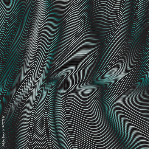 White Teal Wavy Optical Illusion Abstract Pattern