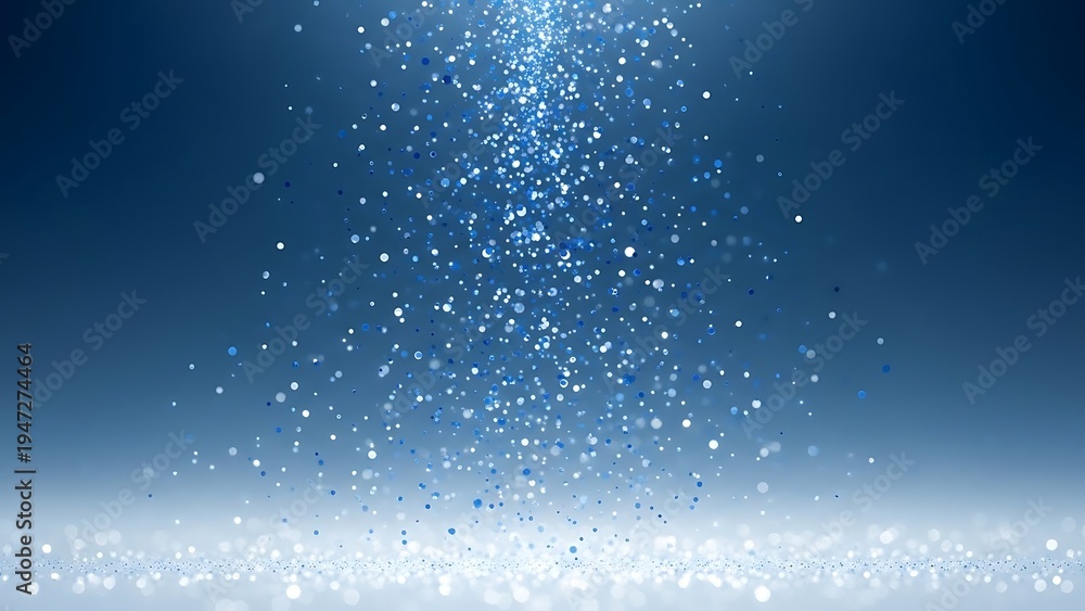Obraz premium Blue Glitter Falling Abstract Background with Bokeh