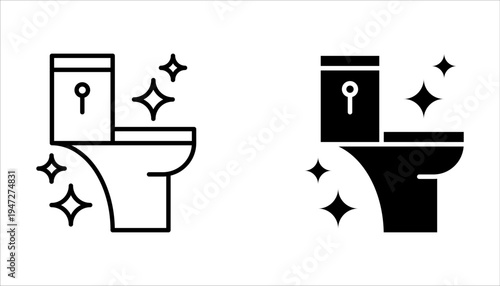 Toilet cleaning icon set. Bathroom cleaning on white background