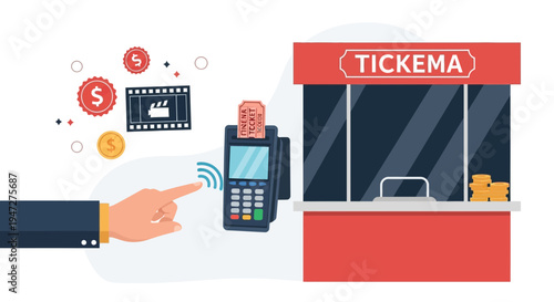 Contactless Payment for Movie Tickets at a Cinema Booth