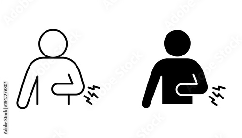 Arm swelling icon set. Rash on hand on white background