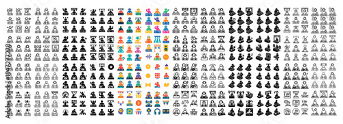 Business icons with person shop building flat