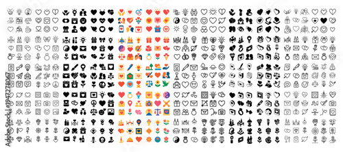 Social icons with heart star user minimal