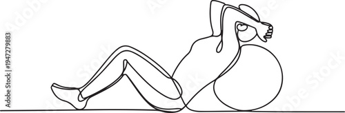 Person doing sit-ups with fitness ball vector illustration