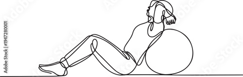 Woman performing sit-ups with stability ball vector