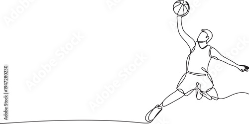 Basketball player jumping to dunk the ball action
