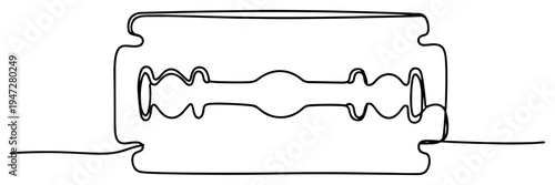 Razor blade for traditional shaving and grooming in minimalist continuous line art style