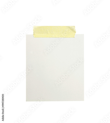 Blank Paper Sheet Taped on Top Isolated on Transparent Background