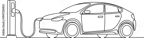 Electric car charging station with sedan outline Keywords: electric car, charging station, sedan