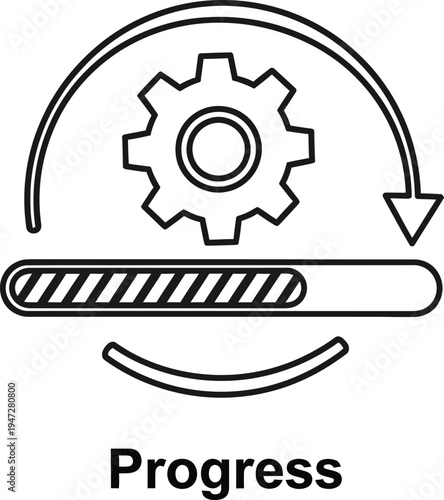 Progress indicator with gear and loading bar