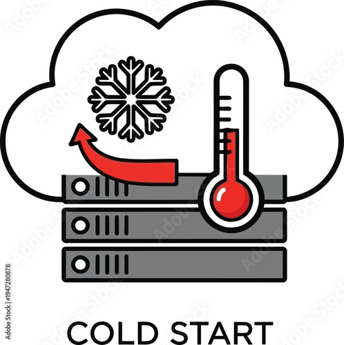 Cloud computing cold start concept illustration