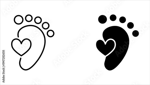 Baby footprint icon set on white background