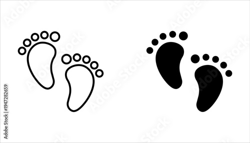 Baby footprint icon set on white background