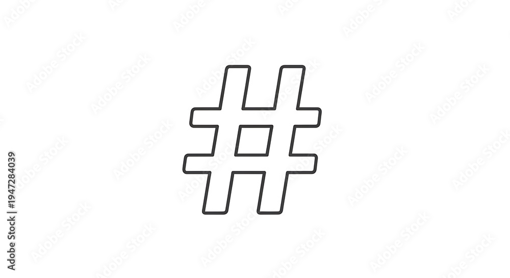 Fototapeta premium A simple hashtag symbol on a transparent background