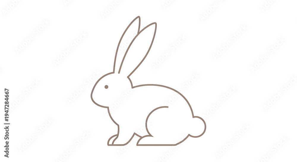 Fototapeta premium A minimalist line art illustration of a rabbit on transparent background