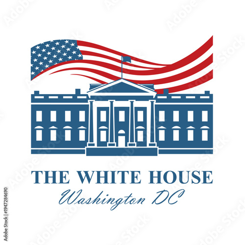 white house building icon in Washington DC isolated on white background