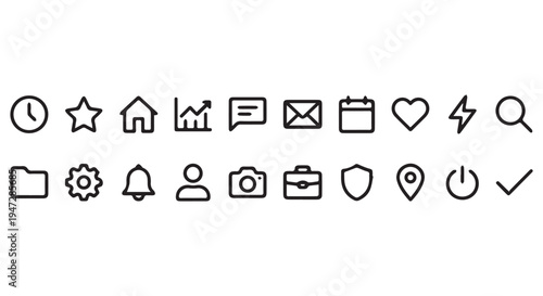 A collection of various icons on a Transparent Background for design and technology concepts