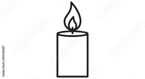 A simple line drawing of a lit candle on a Transparent Background