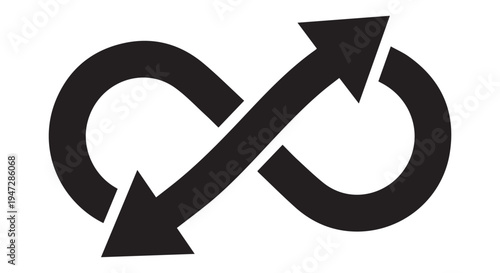 A stylized infinity symbol with two arrows forming a continuous loop on a Transparent Background